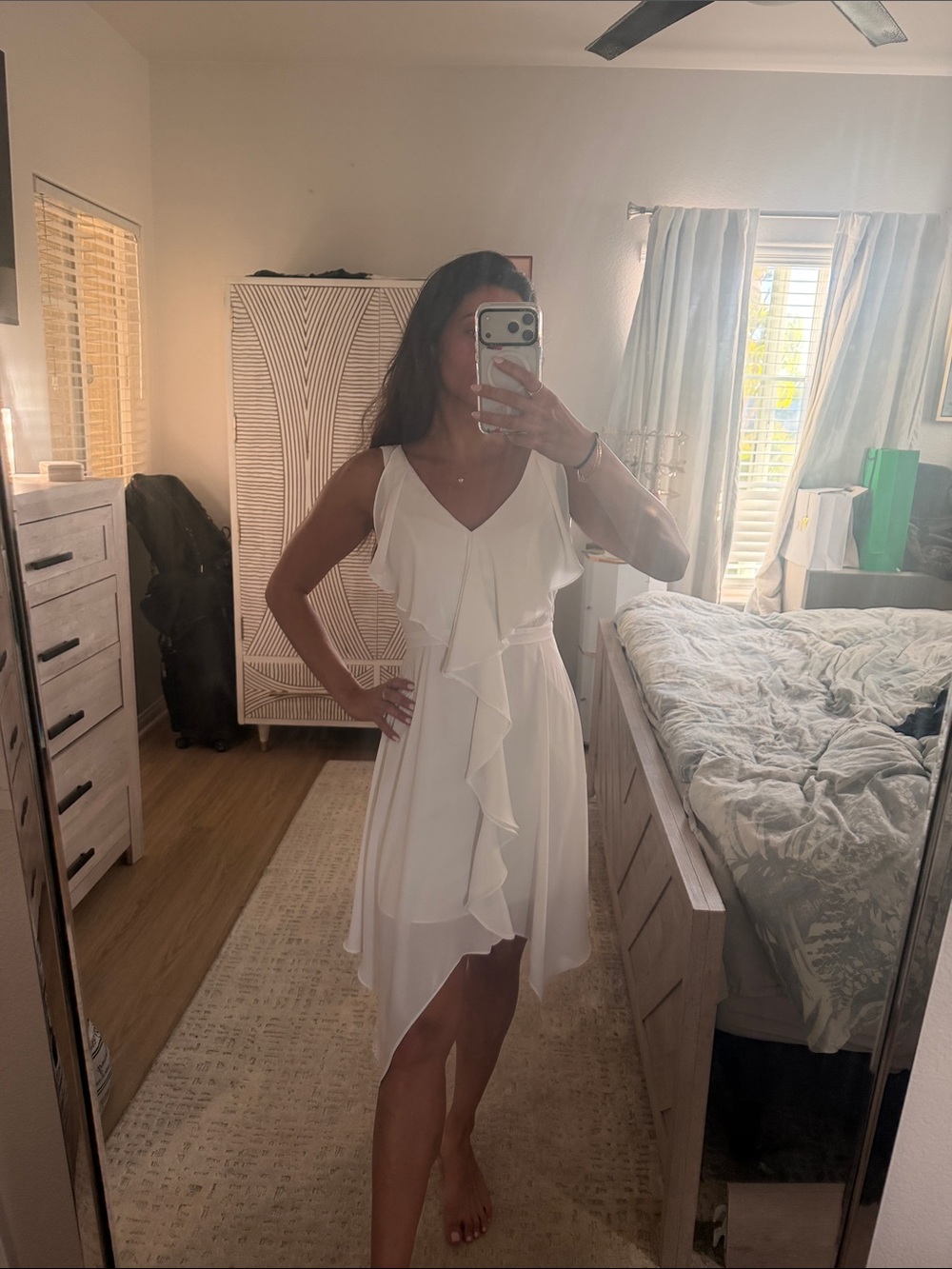 BCBG Dress White Ruffles